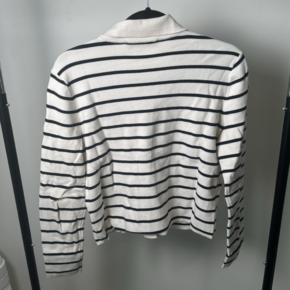 Loft Navy and White Collared Button Down Preppy Sweater Jacket Size Small - Picture 6 of 7